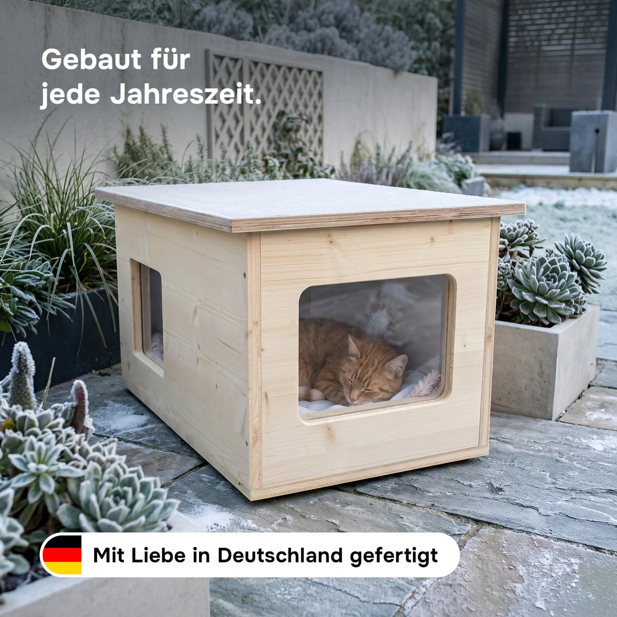 Niche pour chat isolée pour l'extérieur, résistante aux intempéries, fabriqué en Allemagne, avec isolation, résistante à l'hiver