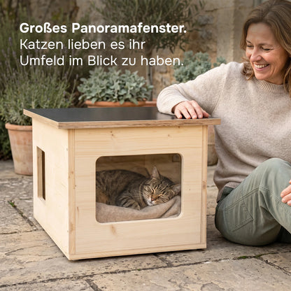 Niche pour chat isolée pour l'extérieur, résistante aux intempéries, fabriqué en Allemagne, avec isolation, résistante à l'hiver