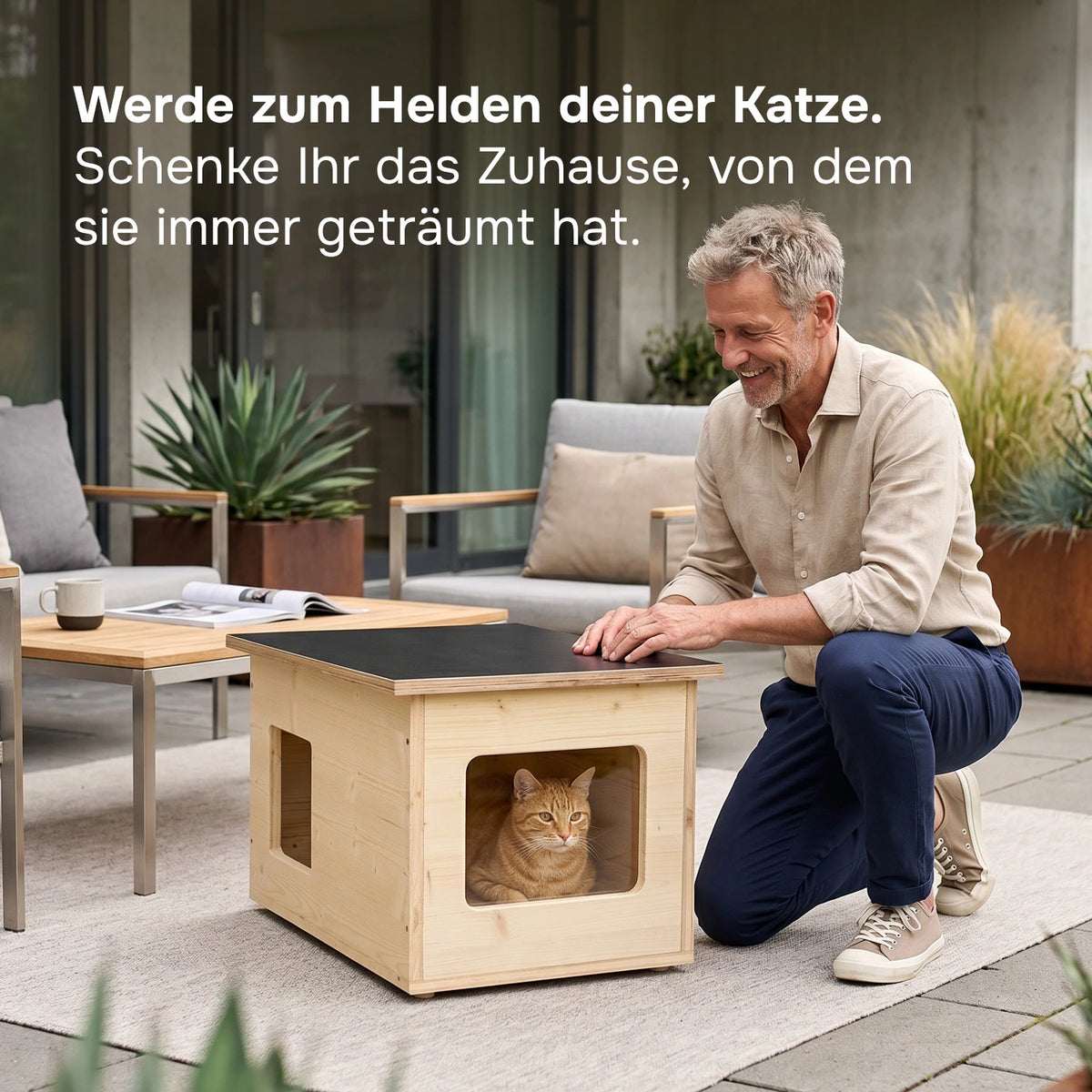 Niche pour chat isolée pour l'extérieur, résistante aux intempéries, fabriqué en Allemagne, avec isolation, résistante à l'hiver
