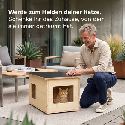 Niche pour chat isolée pour l'extérieur, résistante aux intempéries, fabriqué en Allemagne, avec isolation, résistante à l'hiver
