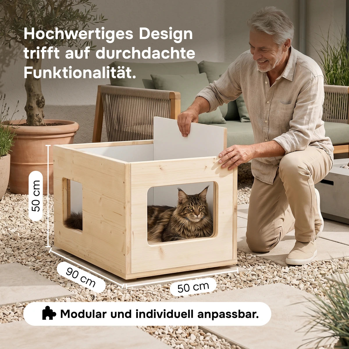 Maison pour chat XXL, extérieur, résistante aux intempéries avec isolation pour grands chats, fabriquée en Allemagne
