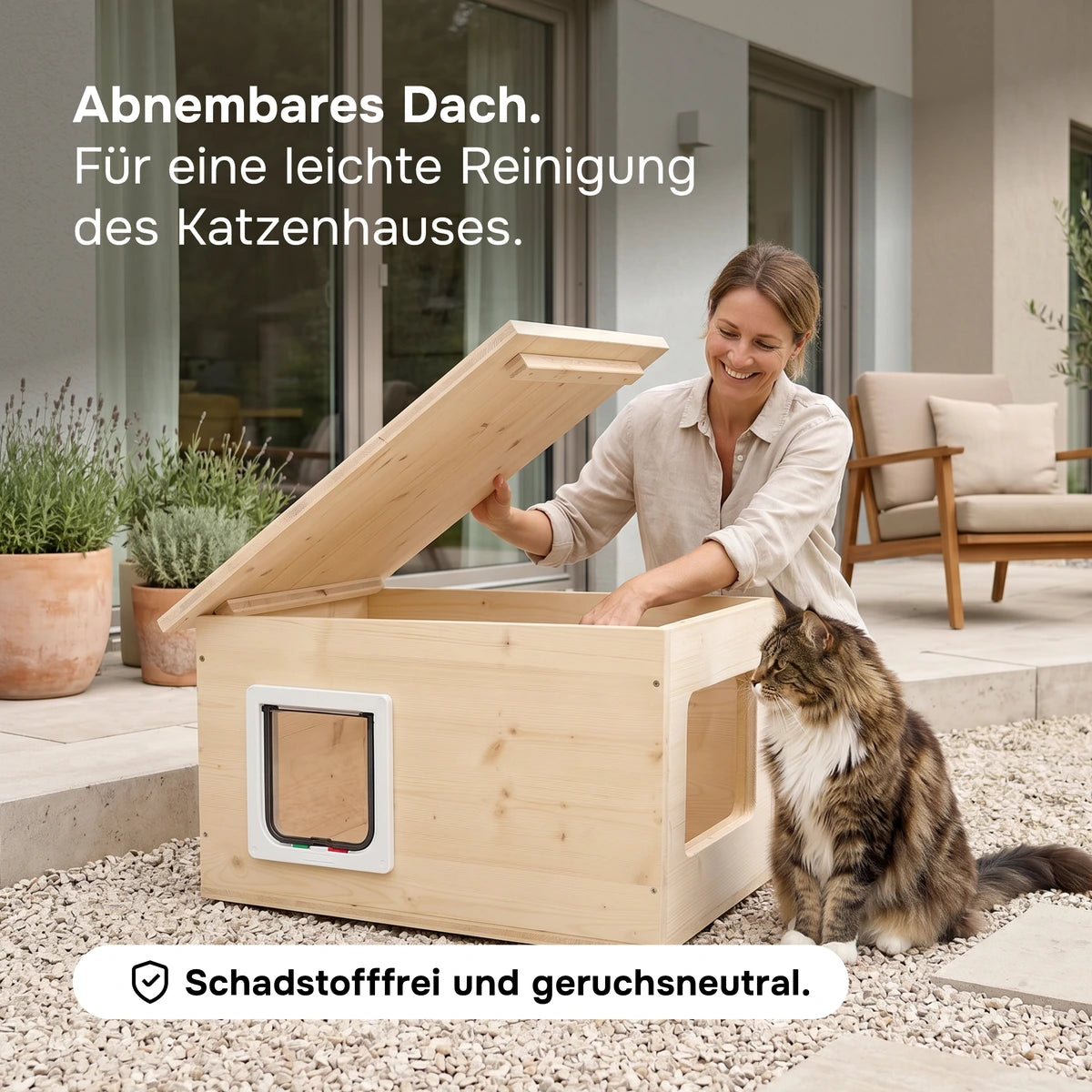 Maison pour chat XXL, extérieur, résistante aux intempéries avec isolation pour grands chats, fabriquée en Allemagne