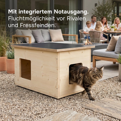 Maison pour chat XXL, extérieur, résistante aux intempéries avec isolation pour grands chats, fabriquée en Allemagne