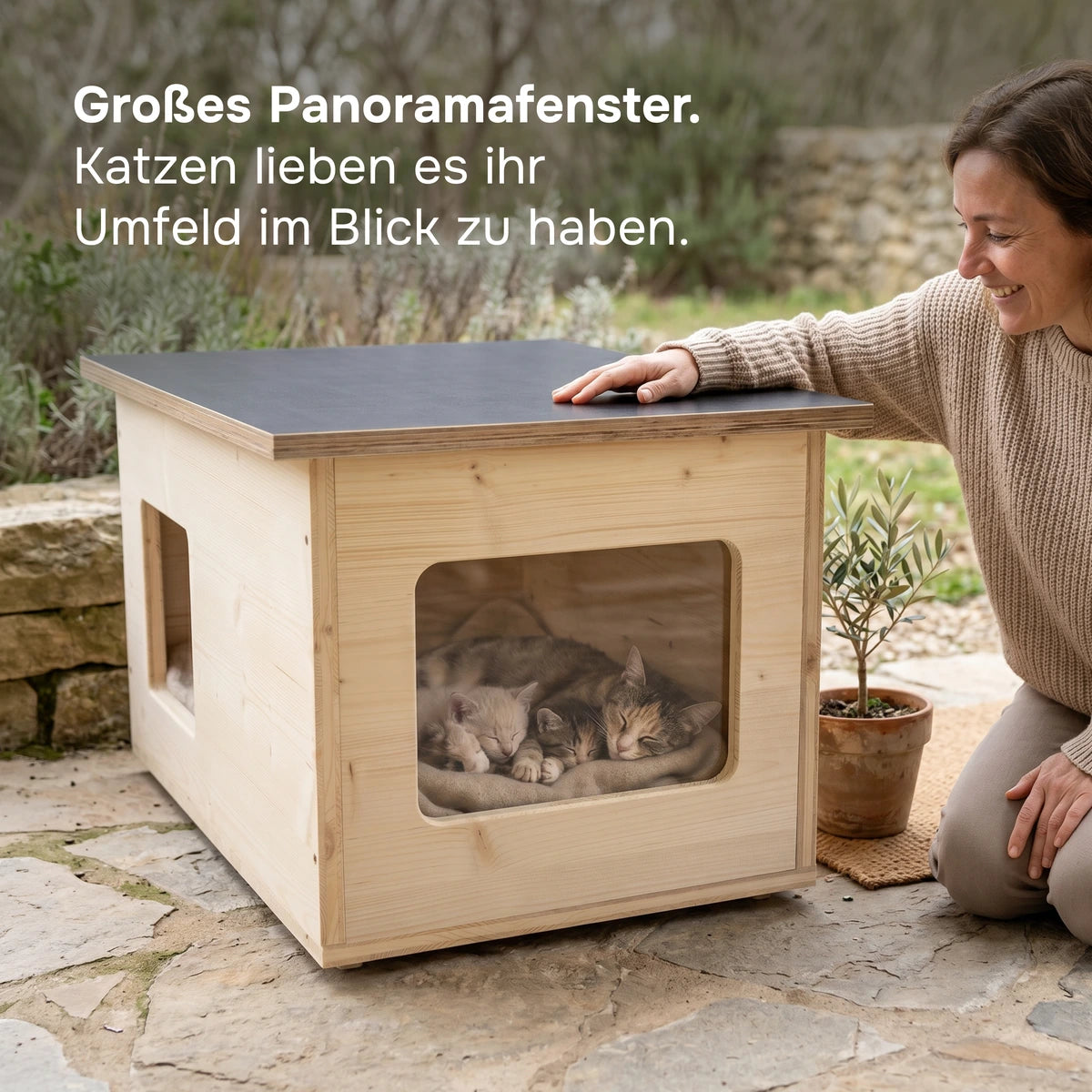 Maison pour chat XXL, extérieur, résistante aux intempéries avec isolation pour grands chats, fabriquée en Allemagne