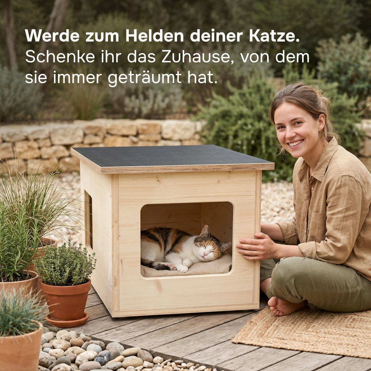 Maison pour chat XXL, extérieur, résistante aux intempéries avec isolation pour grands chats, fabriquée en Allemagne
