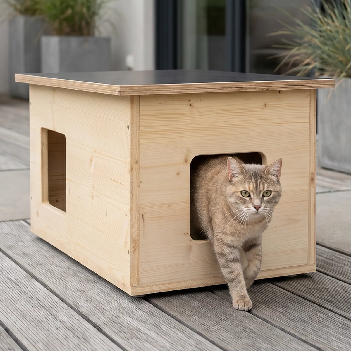 Niche pour chat isolée pour l'extérieur, résistante aux intempéries, fabriqué en Allemagne, avec isolation, résistante à l'hiver