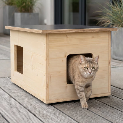 Niche pour chat isolée pour l'extérieur, résistante aux intempéries, fabriqué en Allemagne, avec isolation, résistante à l'hiver