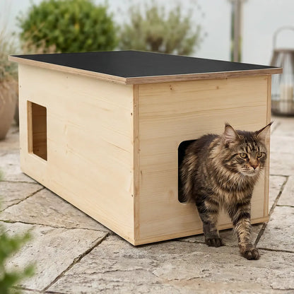 Maison pour chat XXL, extérieur, résistante aux intempéries avec isolation pour grands chats, fabriquée en Allemagne
