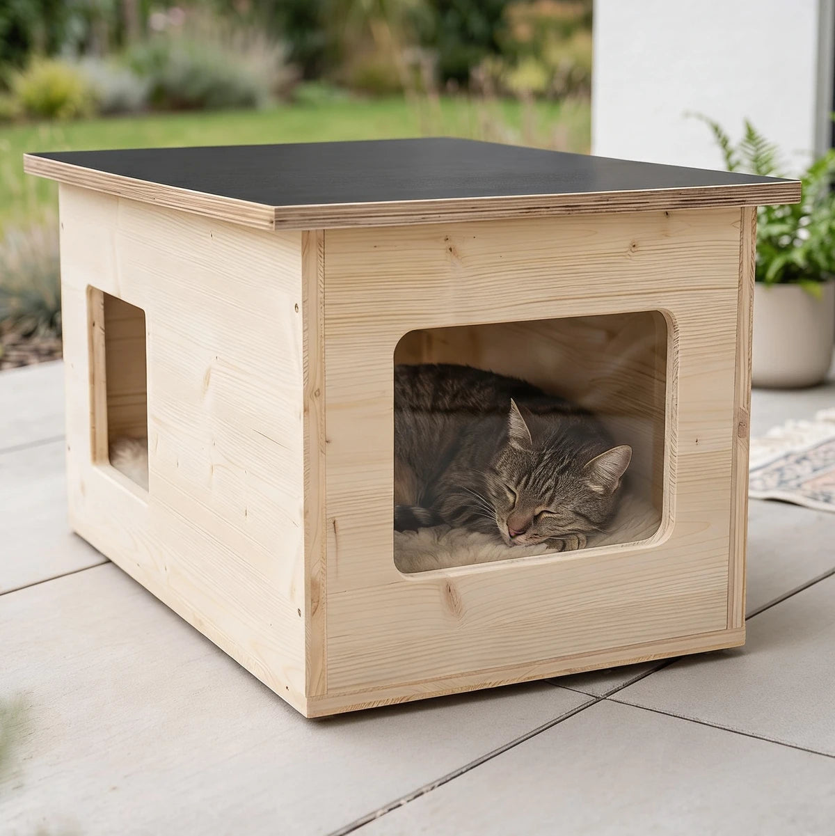 Niche pour chat isolée pour l'extérieur, résistante aux intempéries, fabriqué en Allemagne, avec isolation, résistante à l'hiver