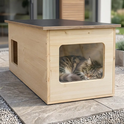 Maison pour chat XXL, extérieur, résistante aux intempéries avec isolation pour grands chats, fabriquée en Allemagne