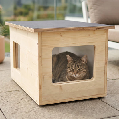 Niche pour chat isolée pour l'extérieur, résistante aux intempéries, fabriqué en Allemagne, avec isolation, résistante à l'hiver