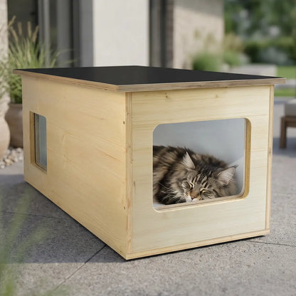 Maison pour chat XXL, extérieur, résistante aux intempéries avec isolation pour grands chats, fabriquée en Allemagne