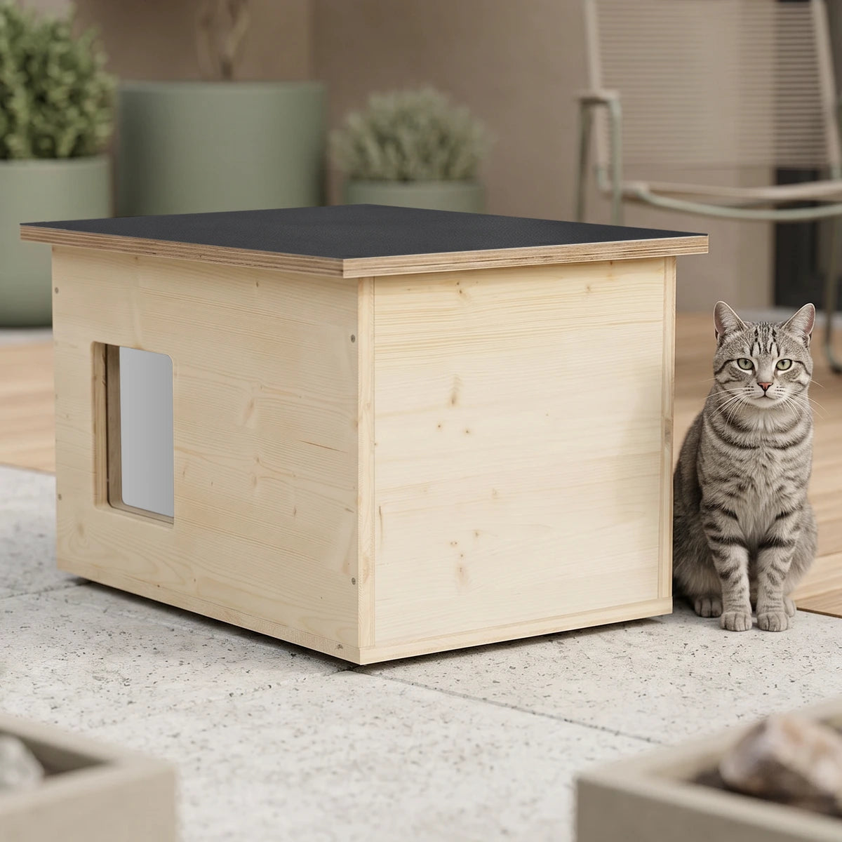 Niche pour chat isolée pour l'extérieur, résistante aux intempéries, fabriqué en Allemagne, avec isolation, résistante à l'hiver