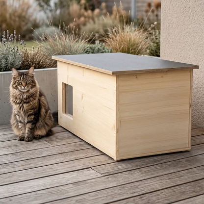 Maison pour chat XXL, extérieur, résistante aux intempéries avec isolation pour grands chats, fabriquée en Allemagne
