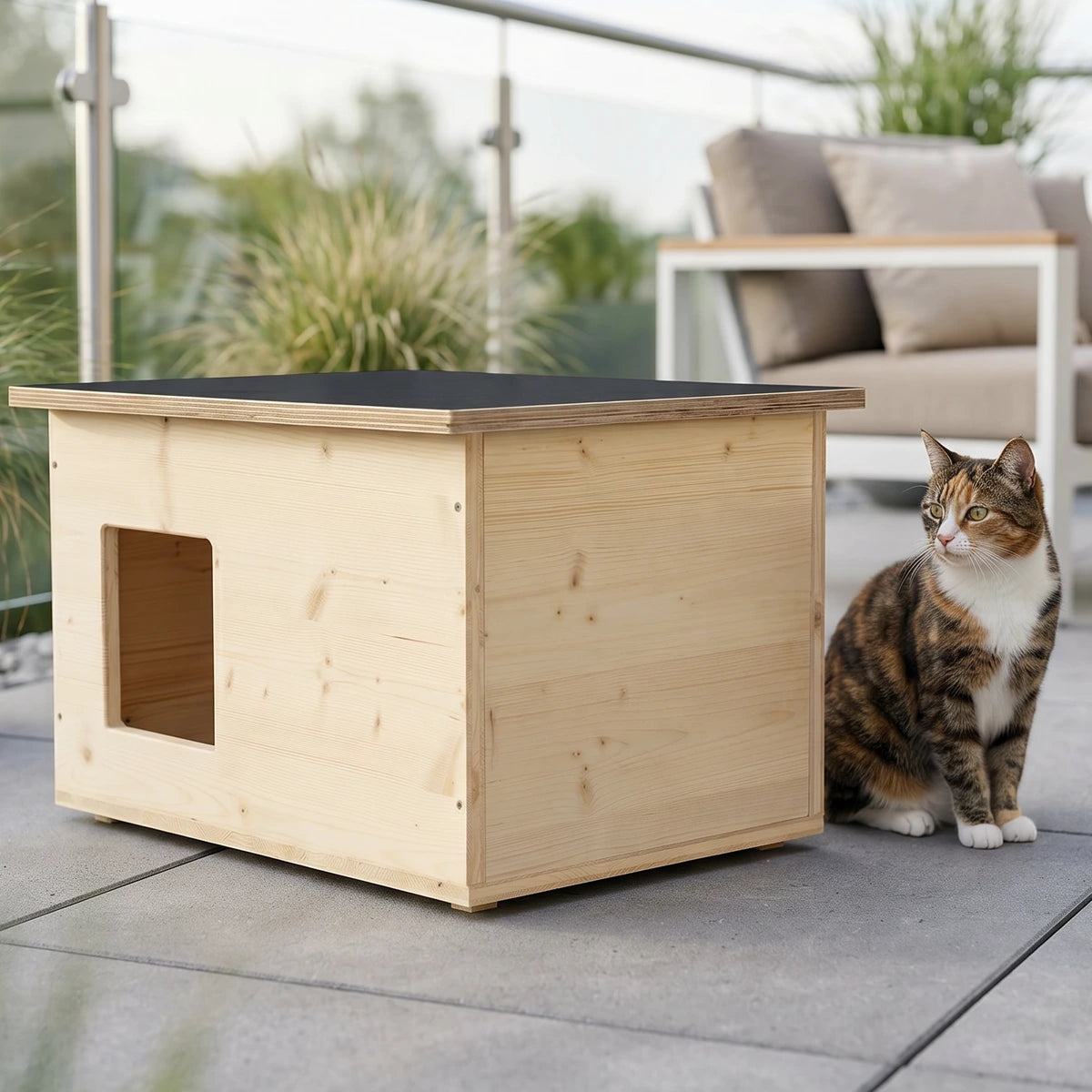 Niche pour chat isolée pour l'extérieur, résistante aux intempéries, fabriqué en Allemagne, avec isolation, résistante à l'hiver
