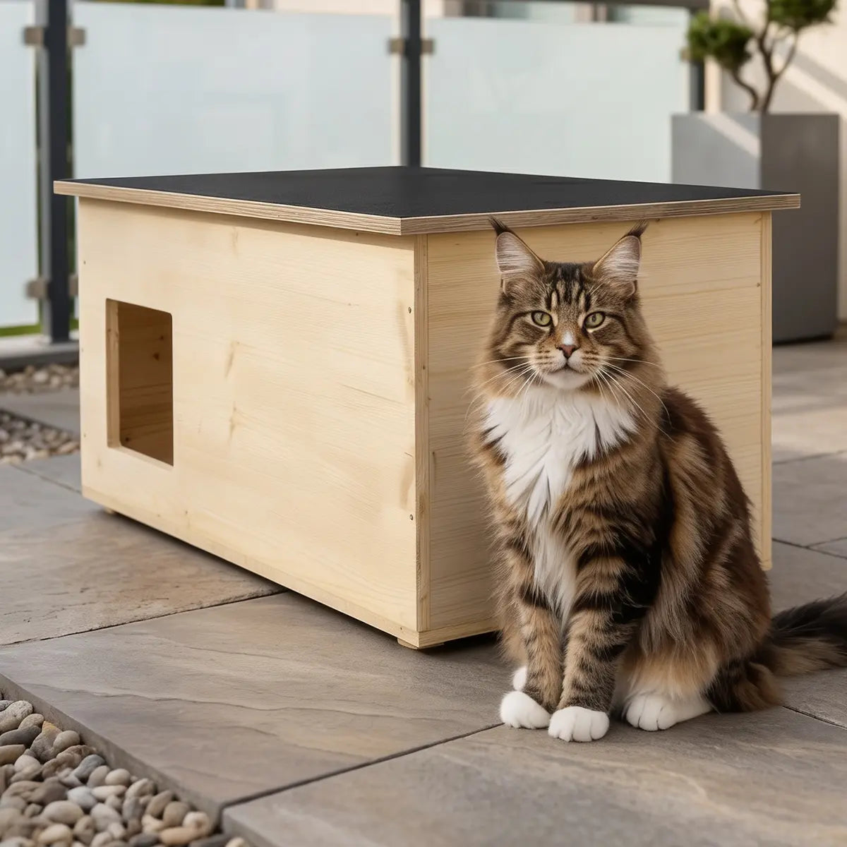 Maison pour chat XXL, extérieur, résistante aux intempéries avec isolation pour grands chats, fabriquée en Allemagne