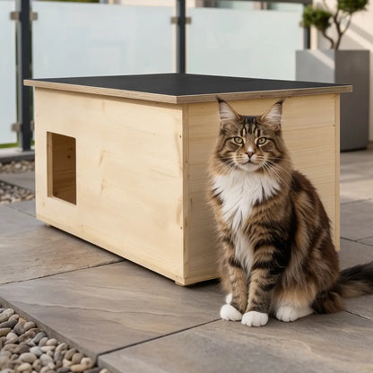 Maison pour chat XXL, extérieur, résistante aux intempéries avec isolation pour grands chats, fabriquée en Allemagne