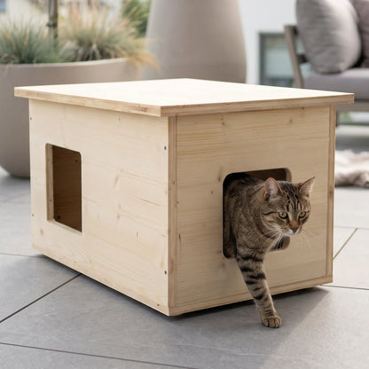 Niche pour chat isolée pour l'extérieur, résistante aux intempéries, fabriqué en Allemagne, avec isolation, résistante à l'hiver