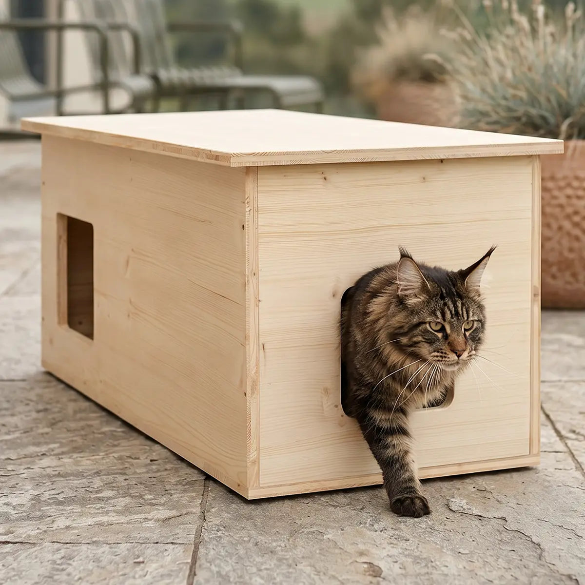 Maison pour chat XXL, extérieur, résistante aux intempéries avec isolation pour grands chats, fabriquée en Allemagne