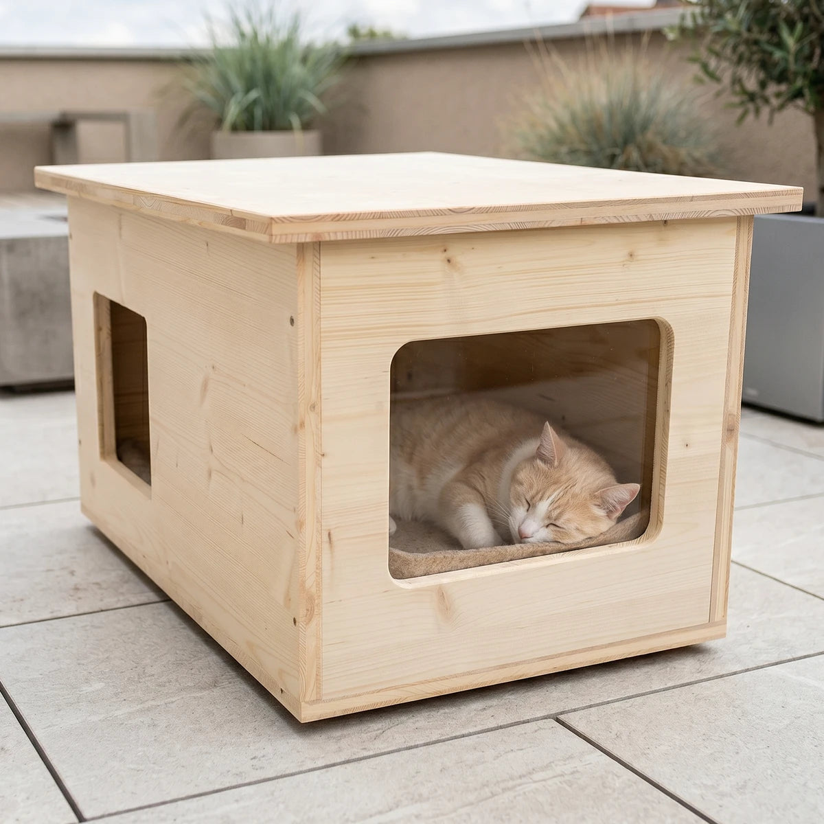 Niche pour chat isolée pour l'extérieur, résistante aux intempéries, fabriqué en Allemagne, avec isolation, résistante à l'hiver