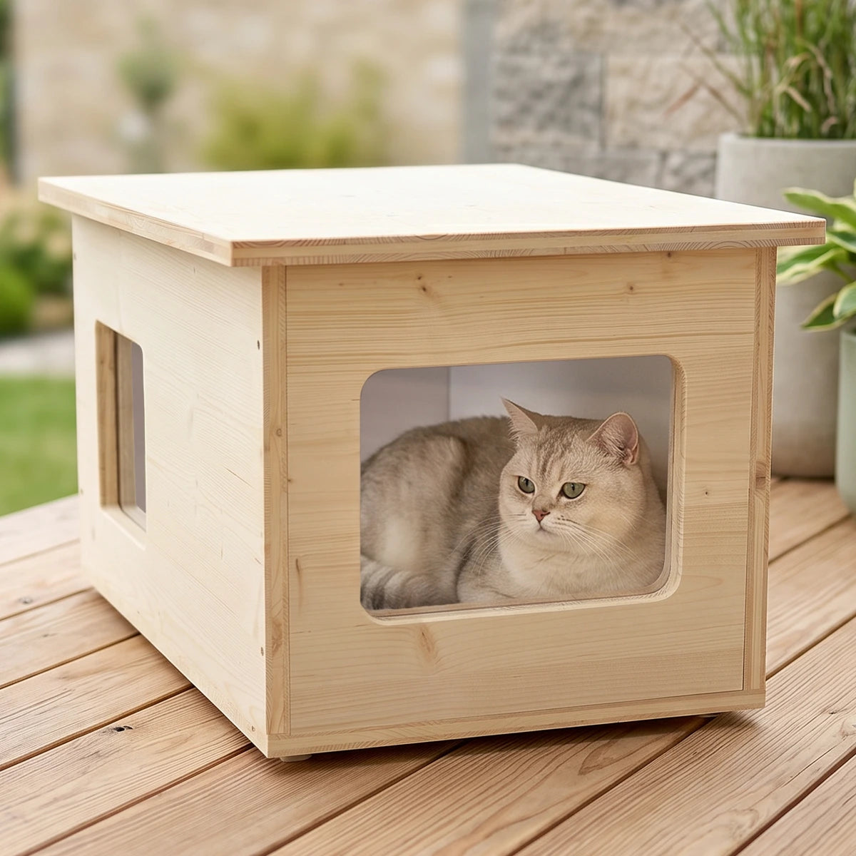 Niche pour chat isolée pour l'extérieur, résistante aux intempéries, fabriqué en Allemagne, avec isolation, résistante à l'hiver