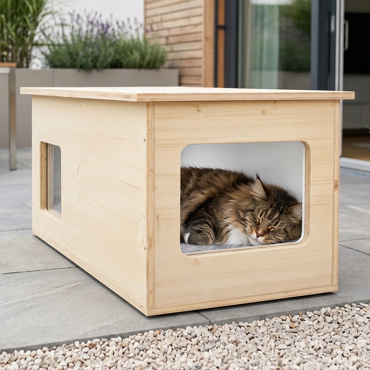 Maison pour chat XXL, extérieur, résistante aux intempéries avec isolation pour grands chats, fabriquée en Allemagne