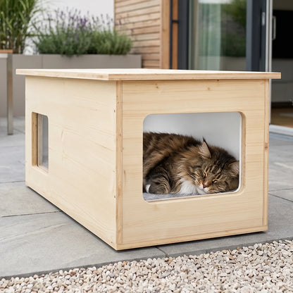 Maison pour chat XXL, extérieur, résistante aux intempéries avec isolation pour grands chats, fabriquée en Allemagne