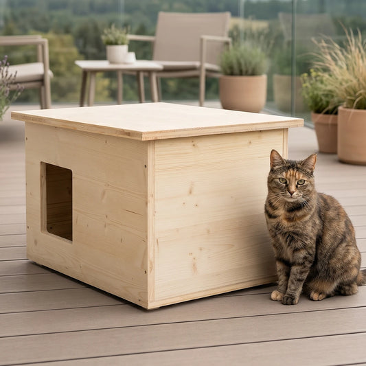 Niche pour chat isolée pour l'extérieur, résistante aux intempéries, fabriqué en Allemagne, avec isolation, résistante à l'hiver