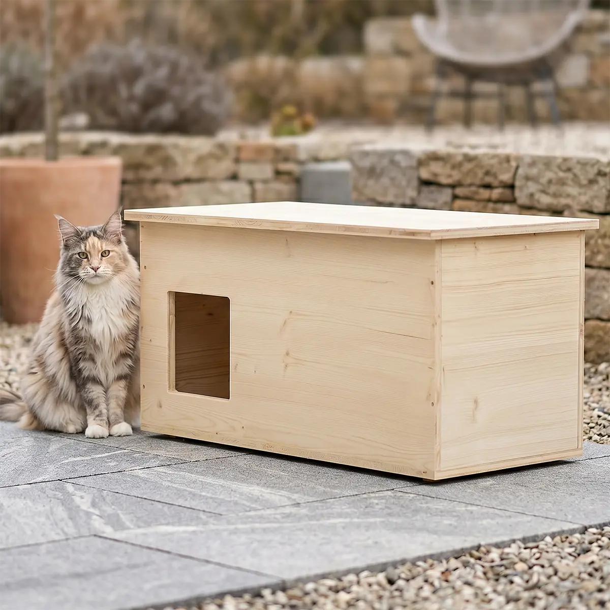 Maison pour chat XXL, extérieur, résistante aux intempéries avec isolation pour grands chats, fabriquée en Allemagne